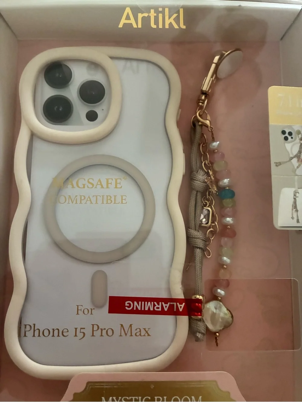 Mystic Bloom MagSafe-Compatible iPhone 15 Pro Max Case & Beaded Charm included